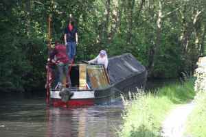 Shallow canal:deep boat - Fulbourne aground mid-channel