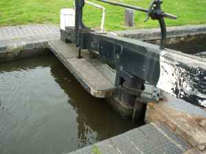 Both Blue and Lou almost fell in the canal today while crossing these lock gates!