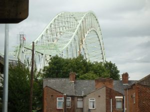 And the equally extravagant steel arch of the Runcorn-Widnes Road bridge